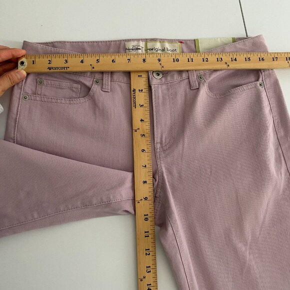 Ann Taylor Loft Original Boot Jeans Size 8 Pink Mid Rise Bootleg Stretch - Picture 9 of 11